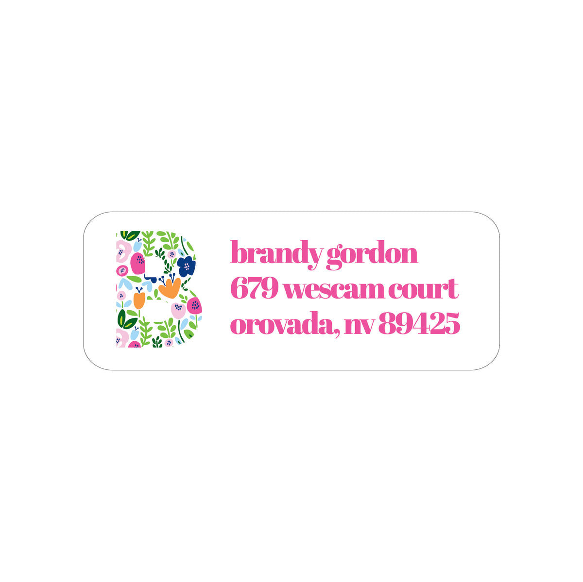 FLORAL INITIAL PERSONALIZED ADDRESS LABELS