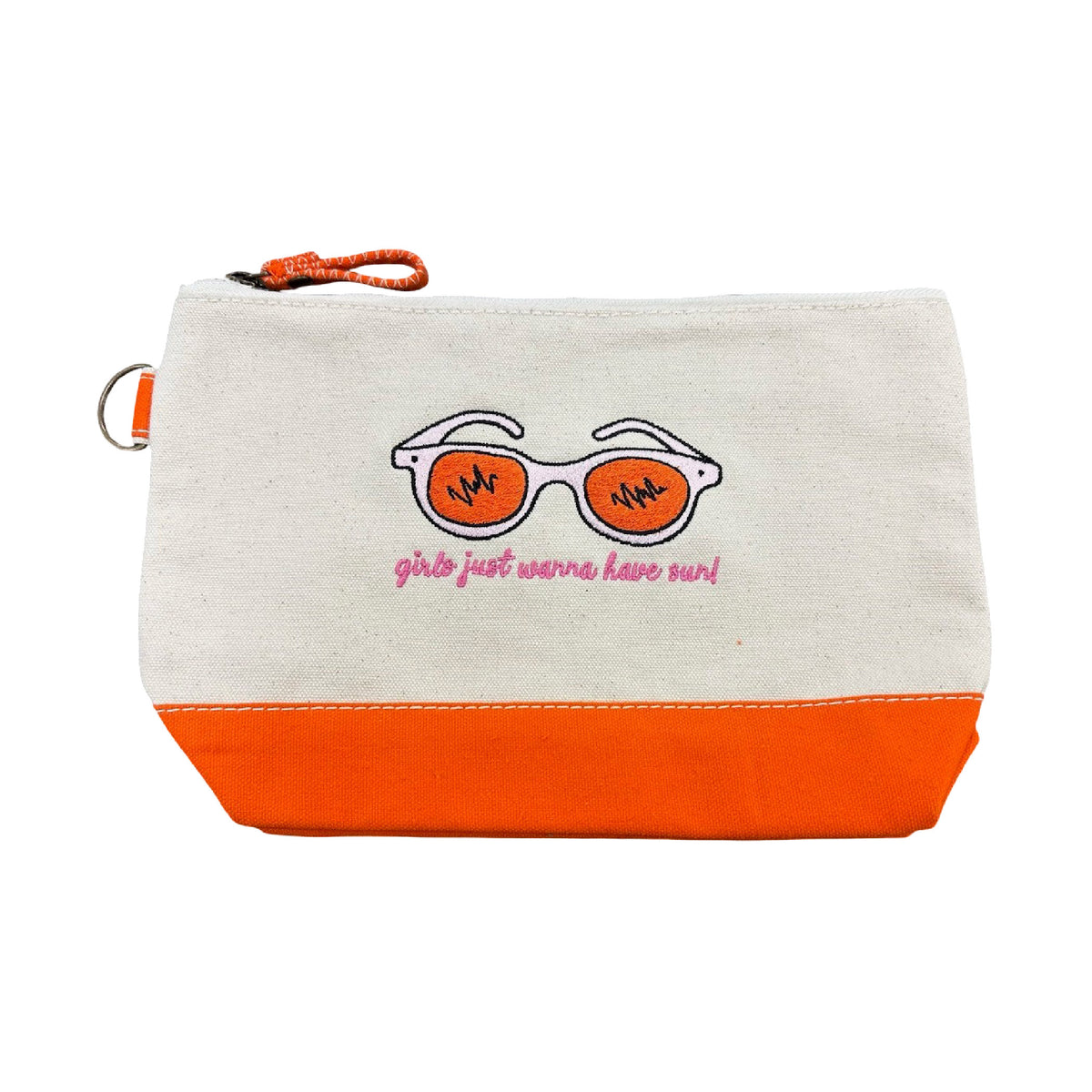 GIRLS JUST WANNA HAVE SUN! EMBROIDERED COSMETIC BAG