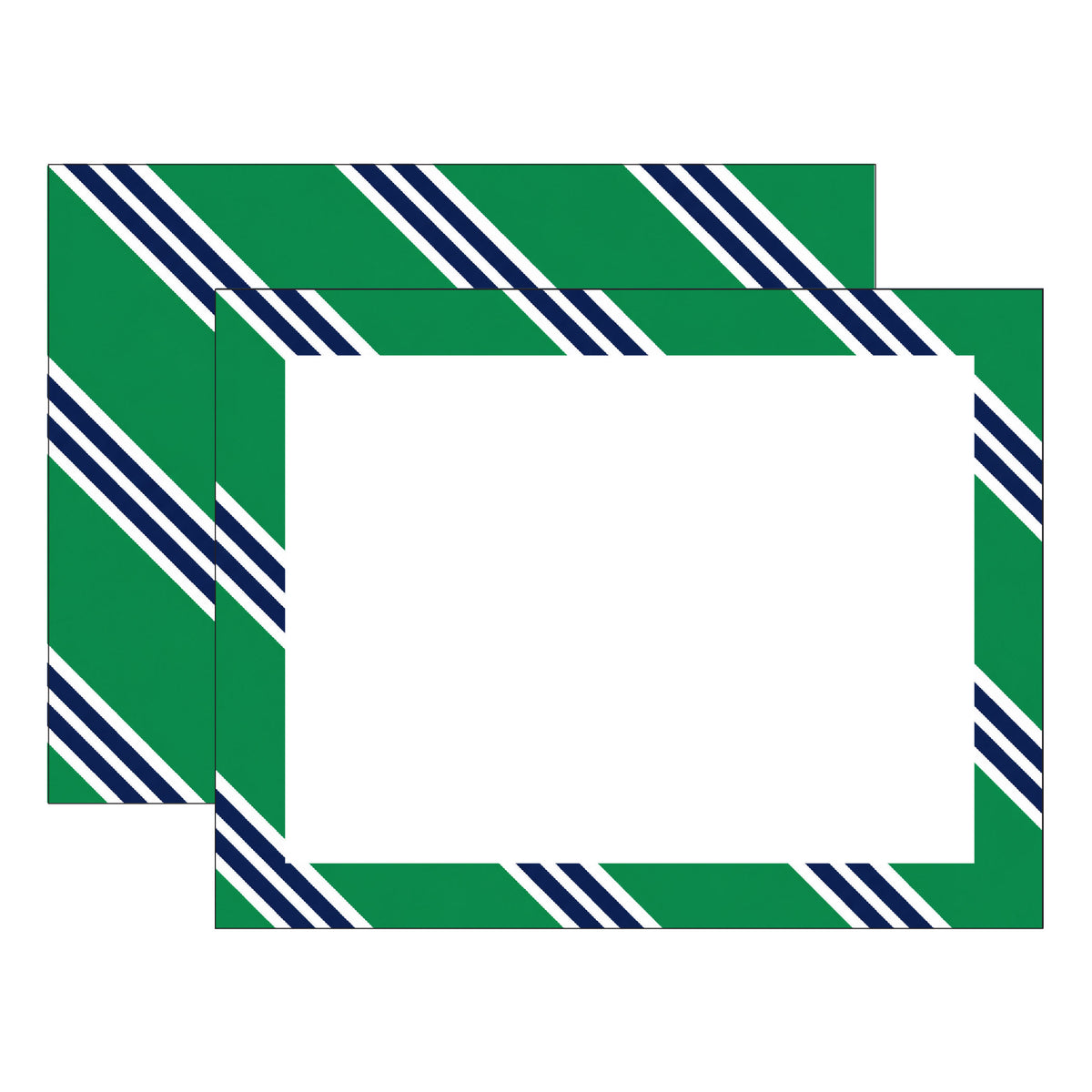 GREEN & NAVY REPP STRIPE FLAT NOTES