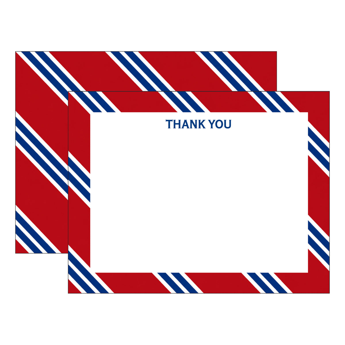 RED & NAVY REPP STRIPE THANK YOU FLAT NOTES