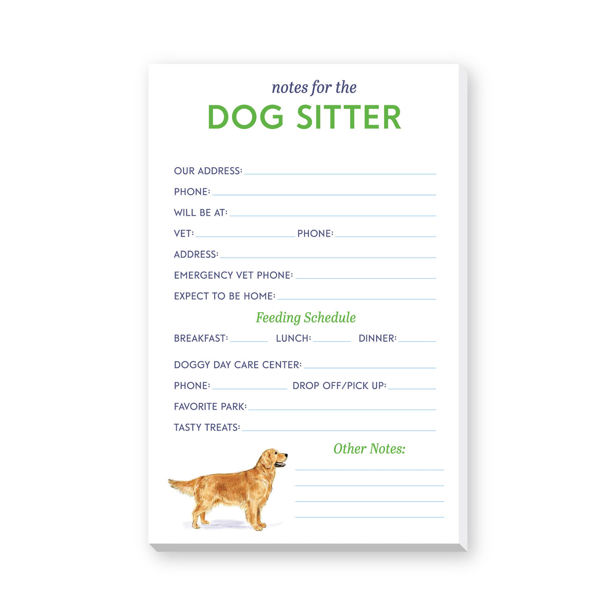 DOG SITTER LARGE NOTEPAD
