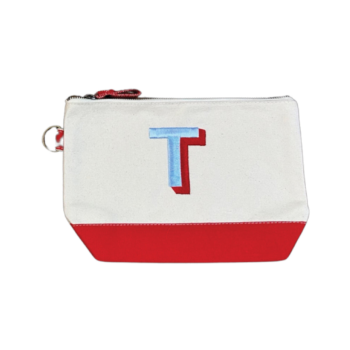 EMBROIDERED SHADOW INITIAL COSMETIC BAGS