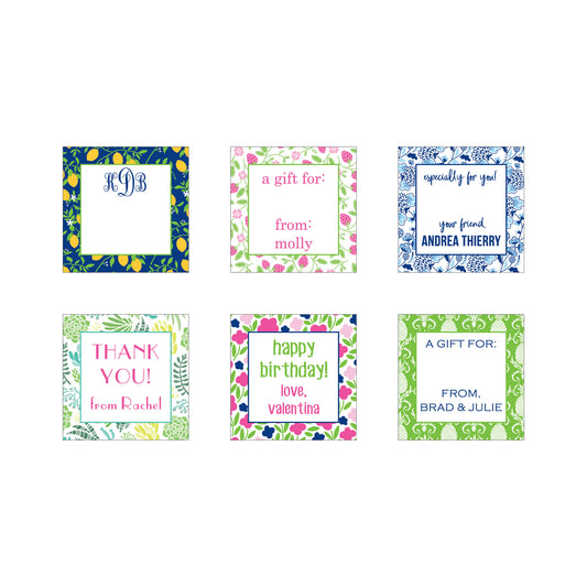 PATTERN BORDER PERSONALIZED SQUARE GIFT STICKERS