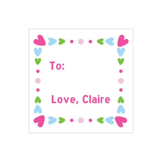 HEART BORDER PERSONALIZED SQUARE GIFT STICKERS