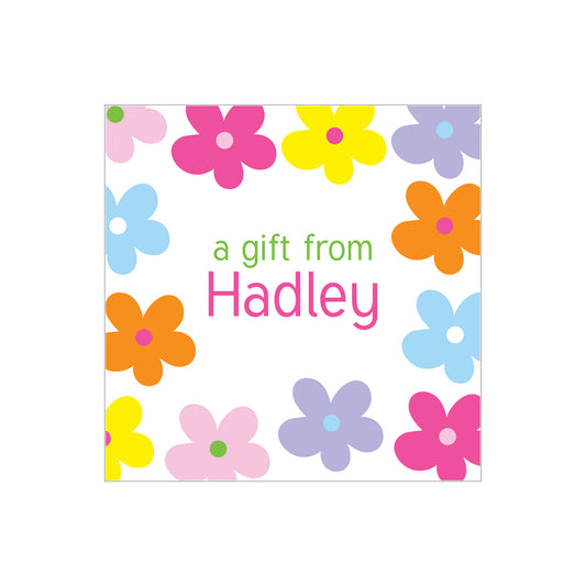 FLOWER BORDER PERSONALIZED SQUARE GIFT STICKERS