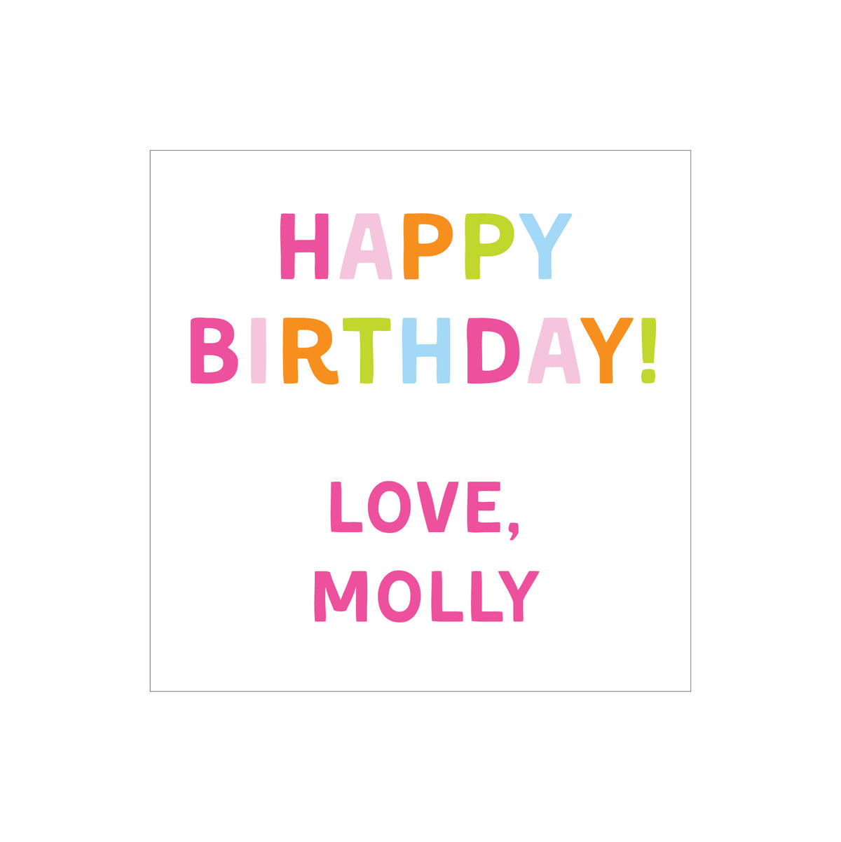 MULTICOLOR HAPPY BIRTHDAY PERSONALIZED SQUARE GIFT STICKERS