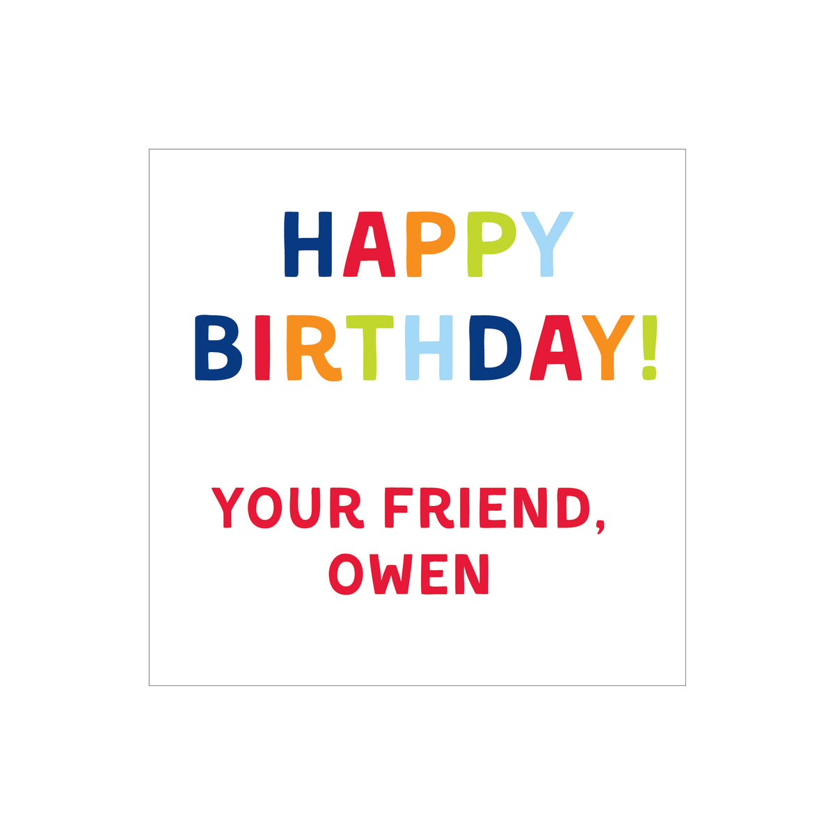 MULTICOLOR HAPPY BIRTHDAY PERSONALIZED SQUARE GIFT STICKERS