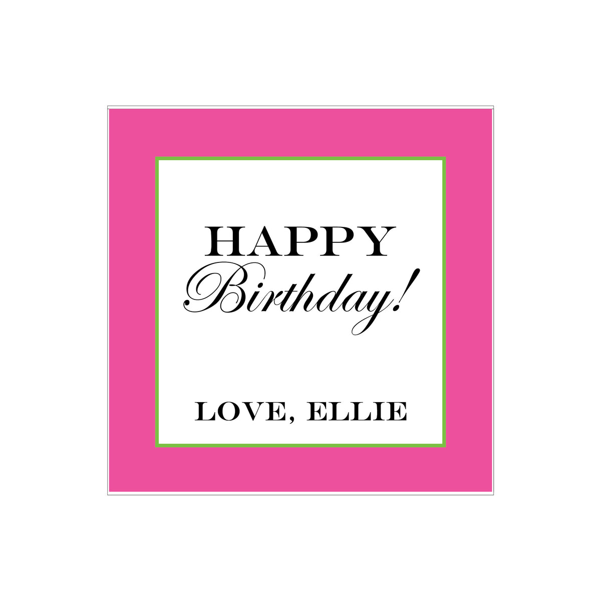 PINK & GREEN BORDER PERSONALIZED SQUARE GIFT STICKERS