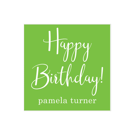 HAPPY BIRTHDAY SOLID COLOR PERSONALIZED SQUARE GIFT STICKERS