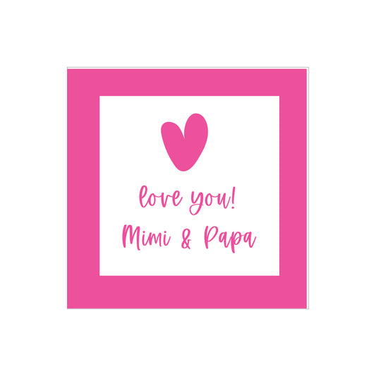 PINK HEART PERSONALIZED SQUARE GIFT STICKERS