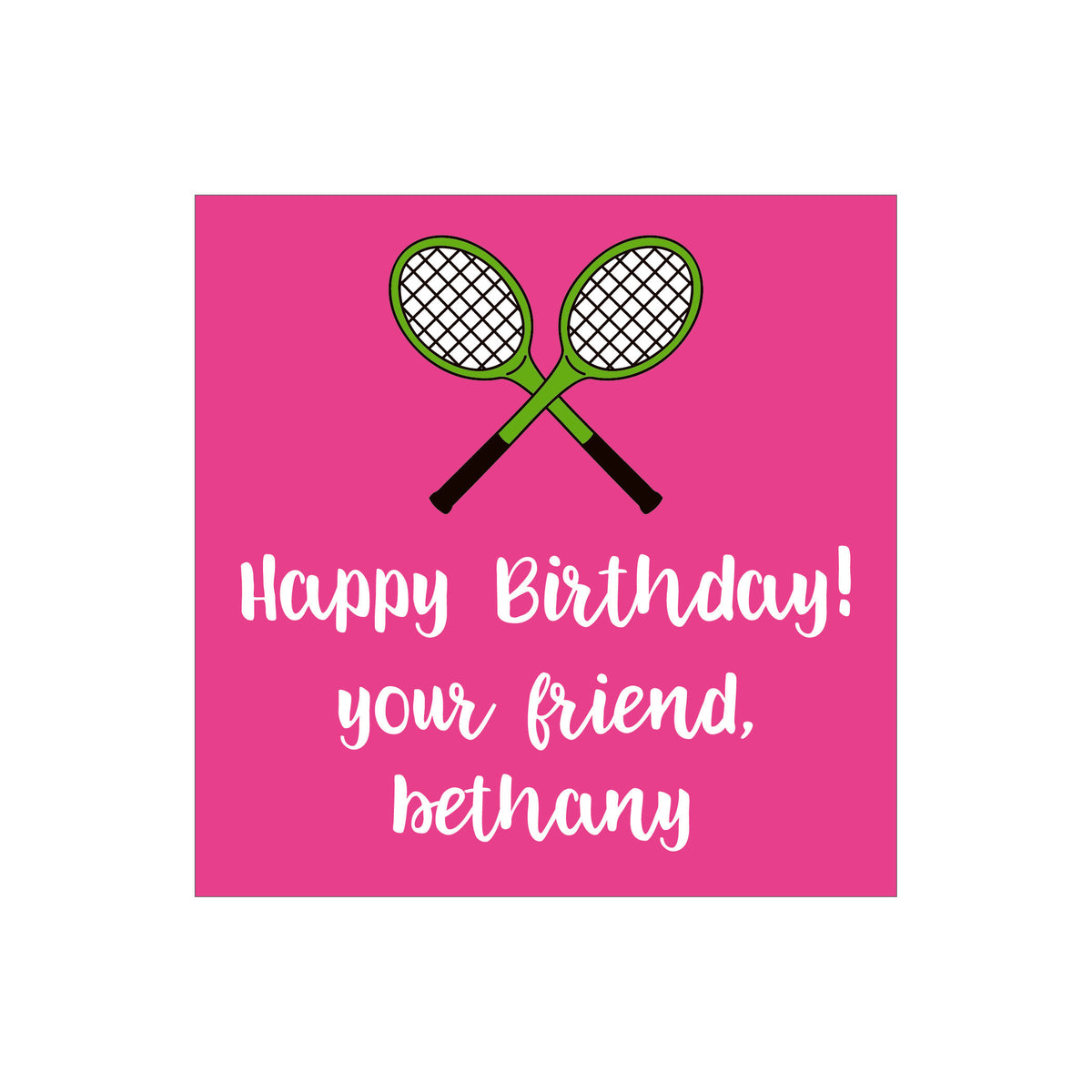TENNIS RACQUETS PERSONALIZED SQUARE GIFT STICKERS
