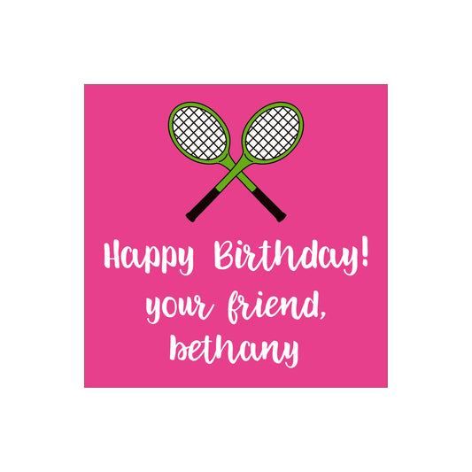 TENNIS RACQUETS PERSONALIZED SQUARE GIFT STICKERS