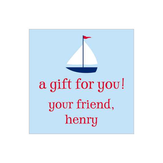 SAILBOAT PERSONALIZED SQUARE GIFT STICKERS
