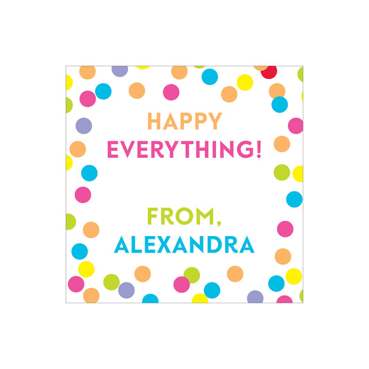 COLORFUL CONFETTI PERSONALIZED SQUARE GIFT STICKERS
