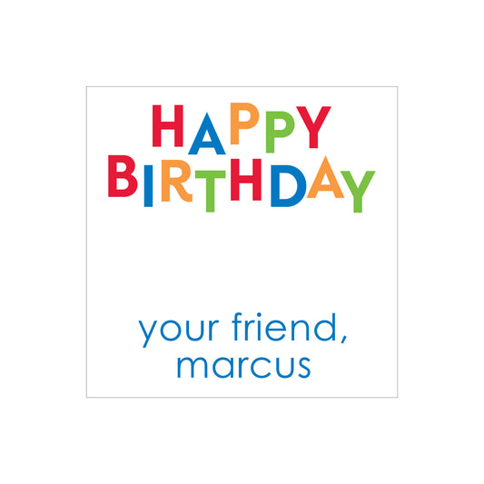 MULTICOLOR FUNKY TEXT PERSONALIZED SQUARE GIFT STICKERS