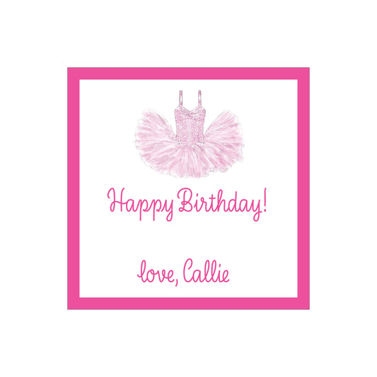 BALLET TUTU PERSONALIZED SQUARE GIFT STICKERS
