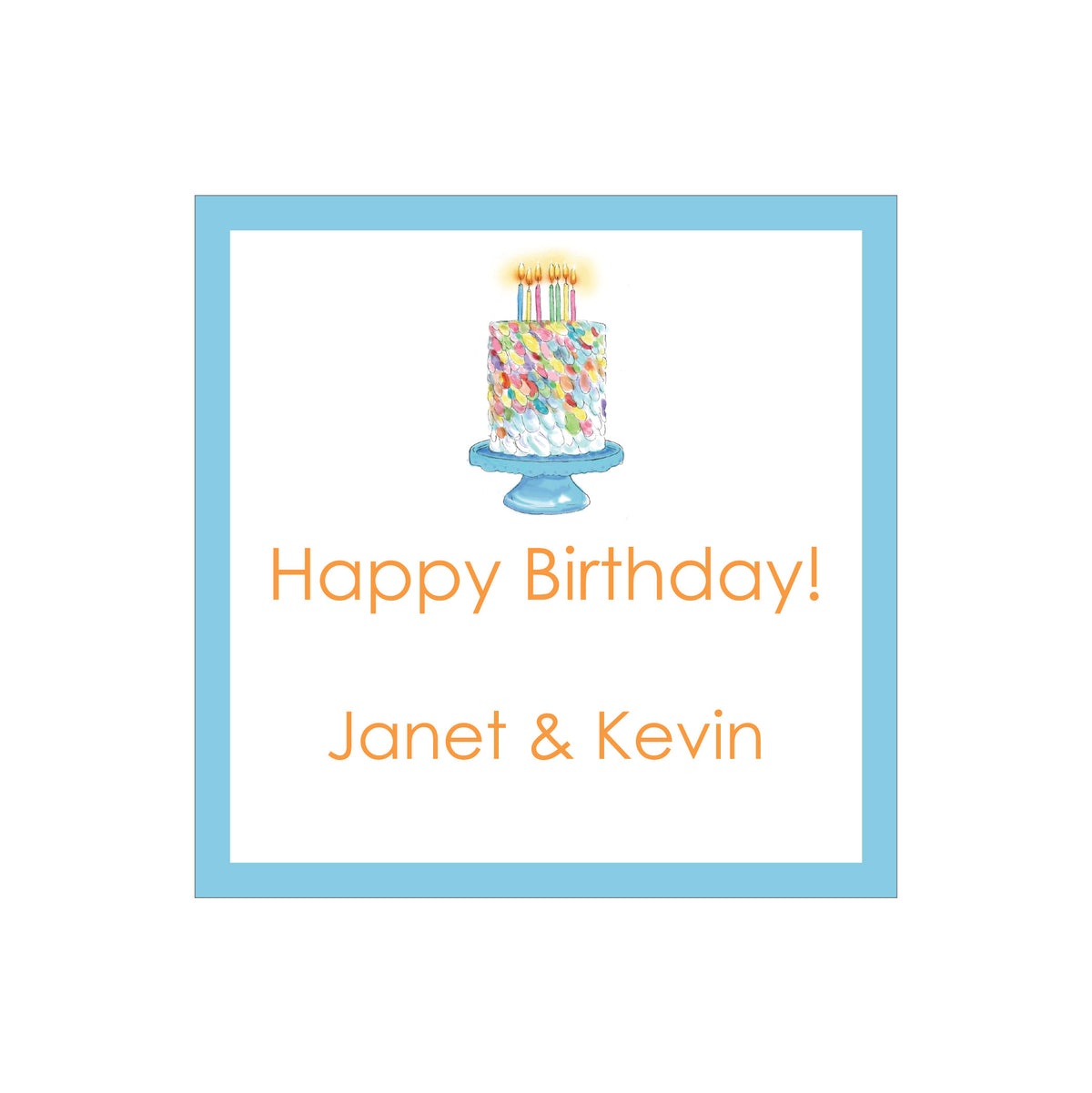 BIRTHDAY CAKE PERSONALIZED SQUARE GIFT STICKERS