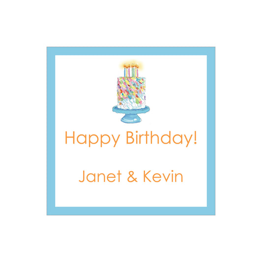BIRTHDAY CAKE PERSONALIZED SQUARE GIFT STICKERS