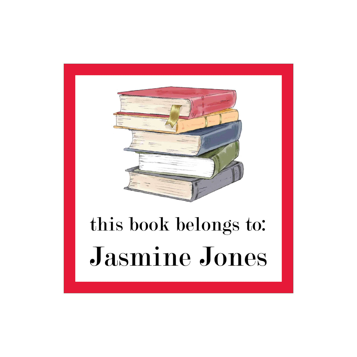 BOOK STACK PERSONALIZED SQUARE GIFT STICKERS
