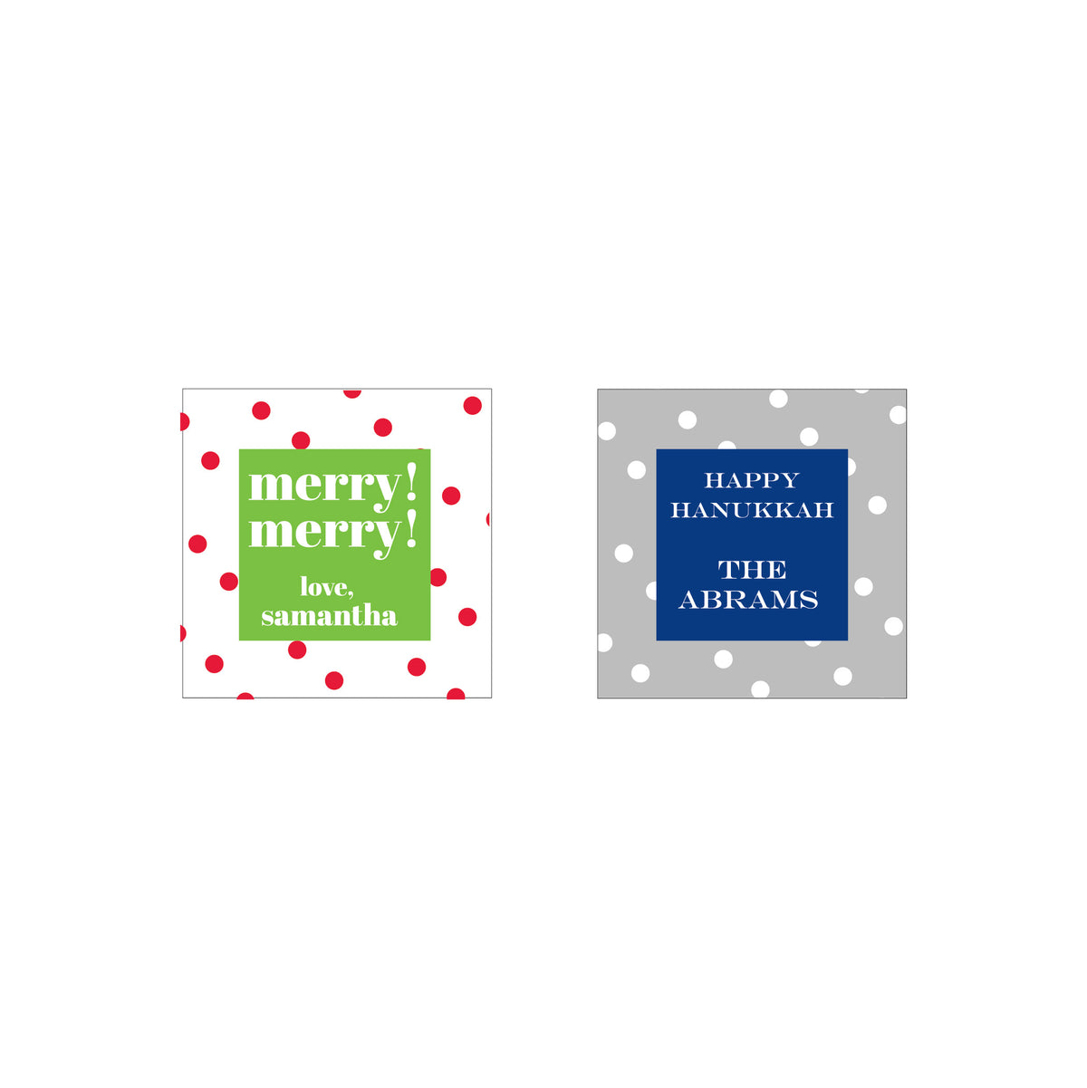 HOLIDAY DOT PERSONALIZED SQUARE GIFT STICKERS