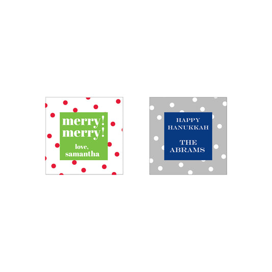HOLIDAY DOT PERSONALIZED SQUARE GIFT STICKERS