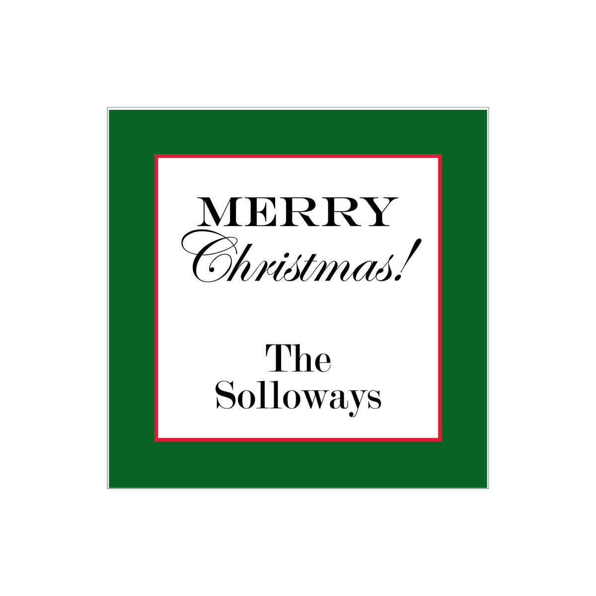 HOLIDAY BORDER PERSONALIZED SQUARE GIFT STICKERS