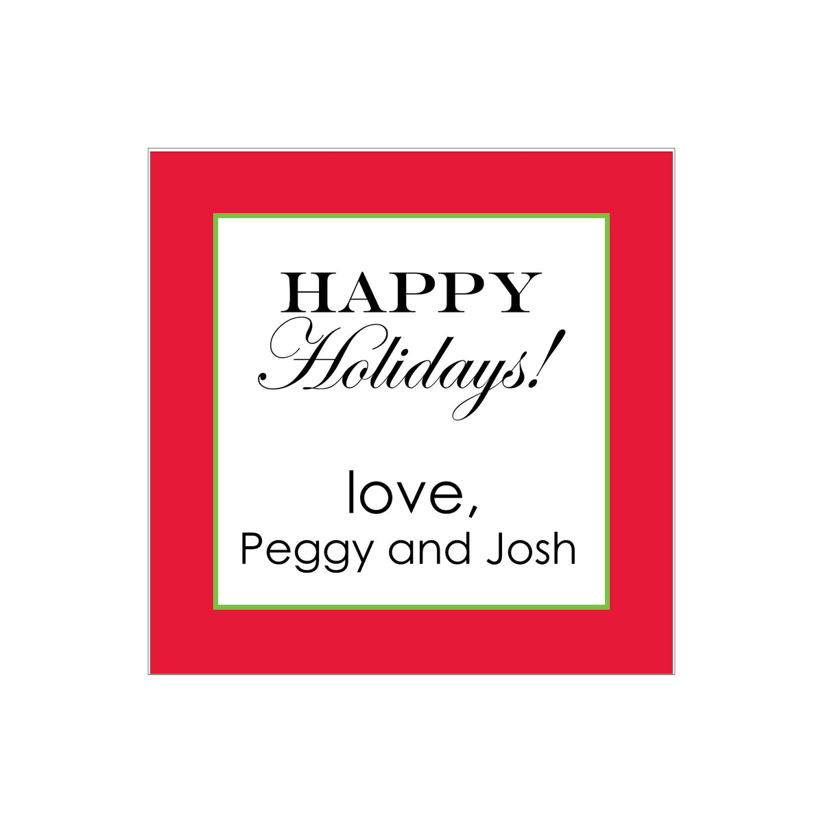 HOLIDAY BORDER PERSONALIZED SQUARE GIFT STICKERS