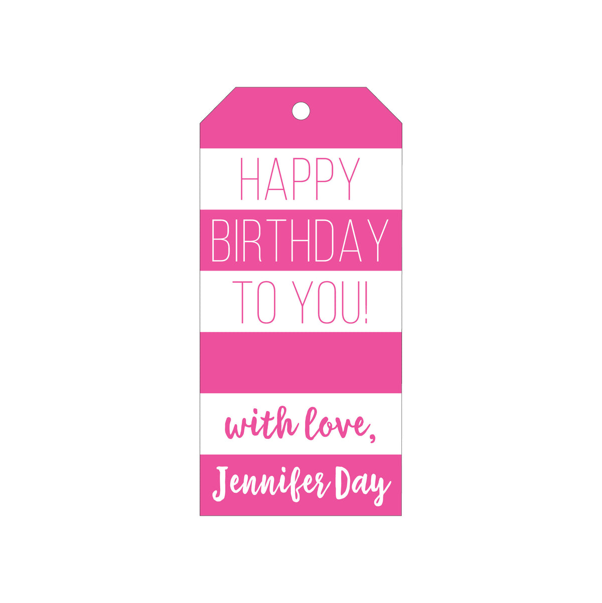PINK & WHITE STRIPE PERSONALIZED GIFT TAGS