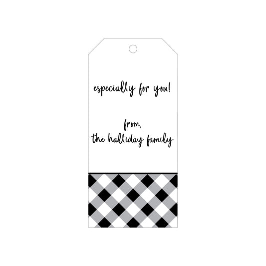 BLACK GINGHAM PERSONALIZED GIFT TAGS