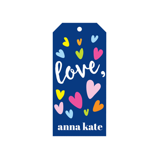 COLORFUL HEARTS PERSONALIZED GIFT TAGS