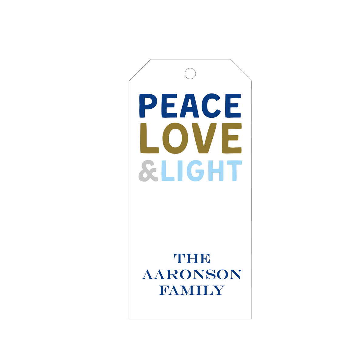 PEACE LOVE & LIGHT PERSONALIZED HANUKKAH GIFT TAGS