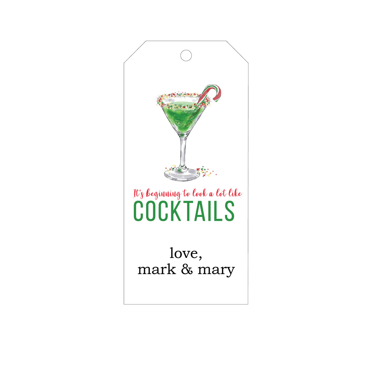 IT'S BEGINNING TO LOOK A LOT LIKE COCKTAILS PERSONALIZED HOLIDAY GIFT TAGS