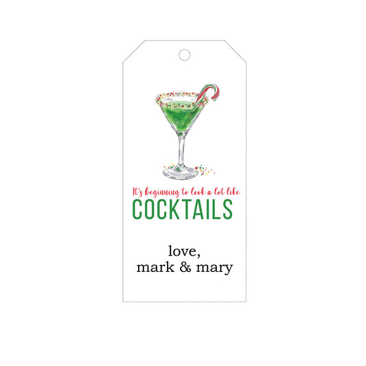 IT'S BEGINNING TO LOOK A LOT LIKE COCKTAILS PERSONALIZED HOLIDAY GIFT TAGS