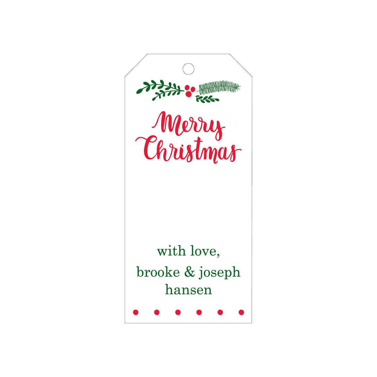 MERRY CHRISTMAS PERSONALIZED HOLIDAY GIFT TAGS