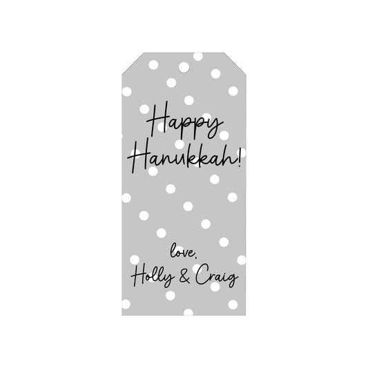 GRAY DOT PERSONALIZED HANUKKAH GIFT TAGS