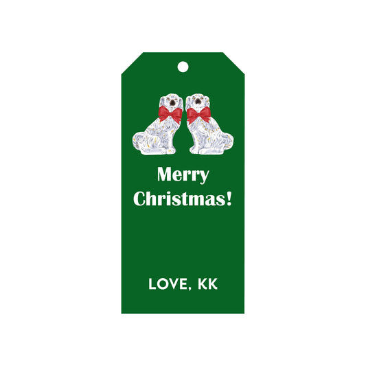 FESTIVE ANTIQUE DOGS PERSONALIZED HOLIDAY GIFT TAGS