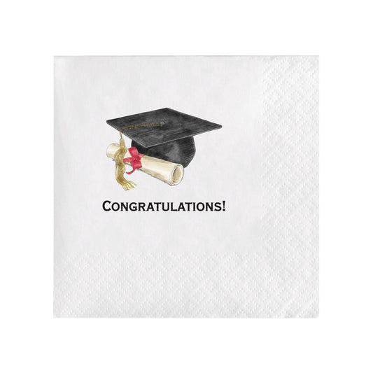 CONGRATULATIONS GRADUATION CAP COCKTAIL NAPKINS