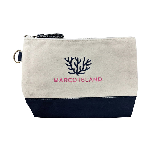 CORAL CUSTOM EMBROIDERED COSMETIC BAG