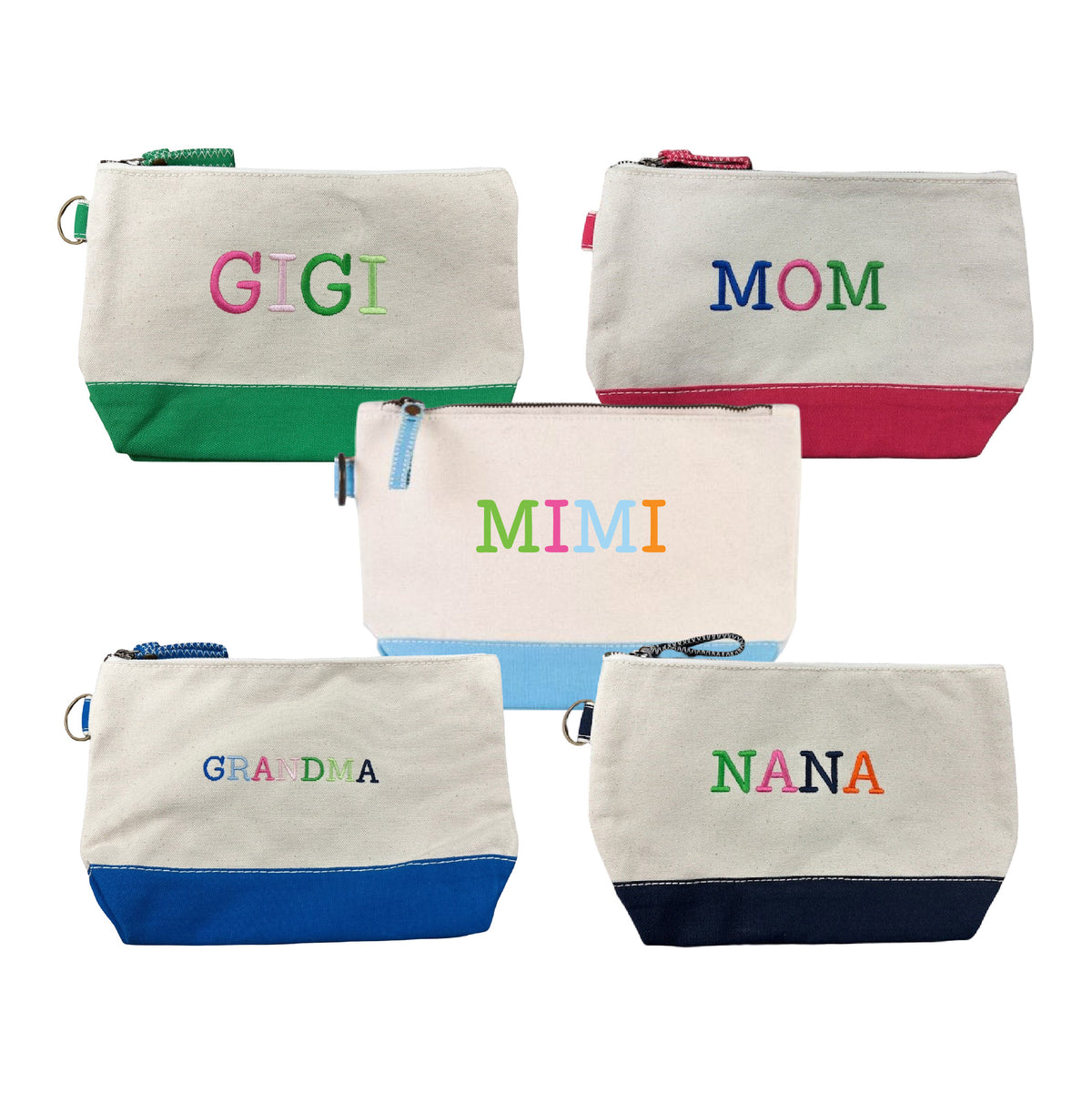 MOTHER & GRANDMOTHER EMBROIDERED COSMETIC BAGS