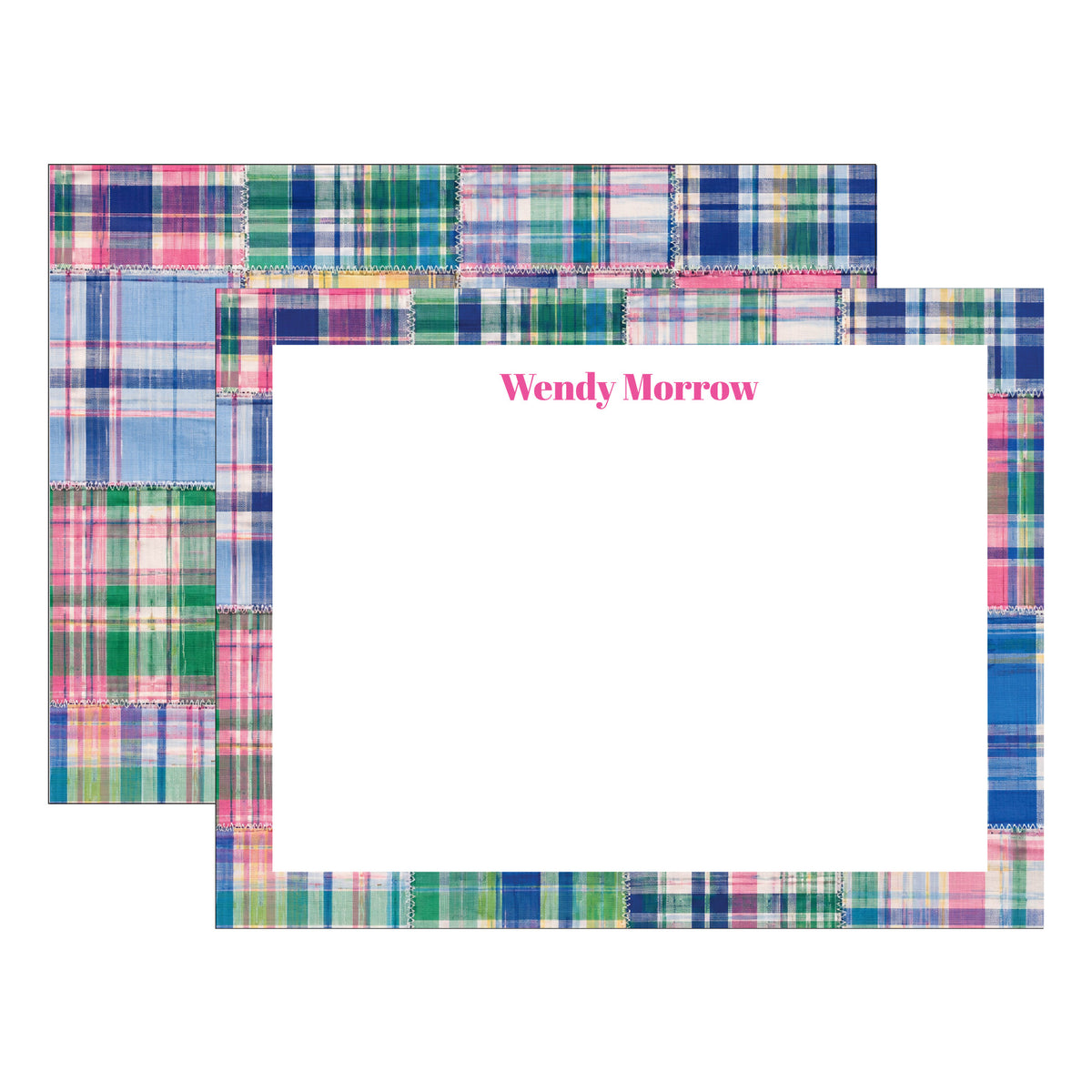 PASTEL MADRAS DOUBLE-SIDED PERSONALIZED FLAT NOTES