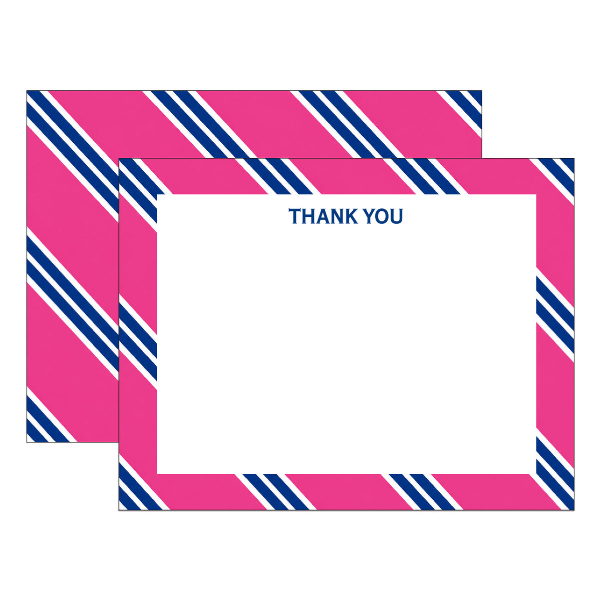 PINK & NAVY REPP STRIPE THANK YOU FLAT NOTES
