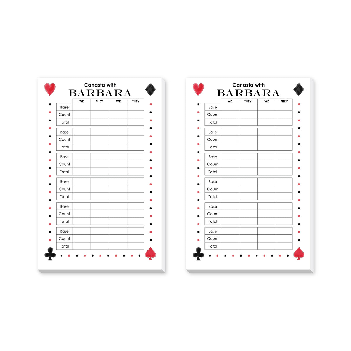 CANASTA PERSONALIZED NOTEPADS