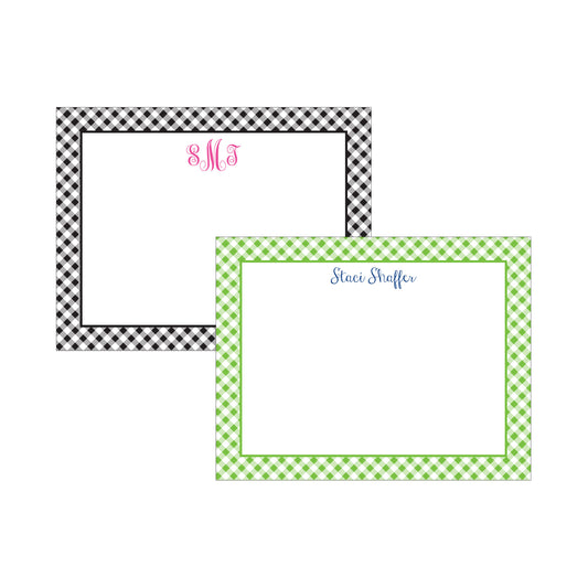 GINGHAM BORDER PERSONALIZED FLAT NOTES