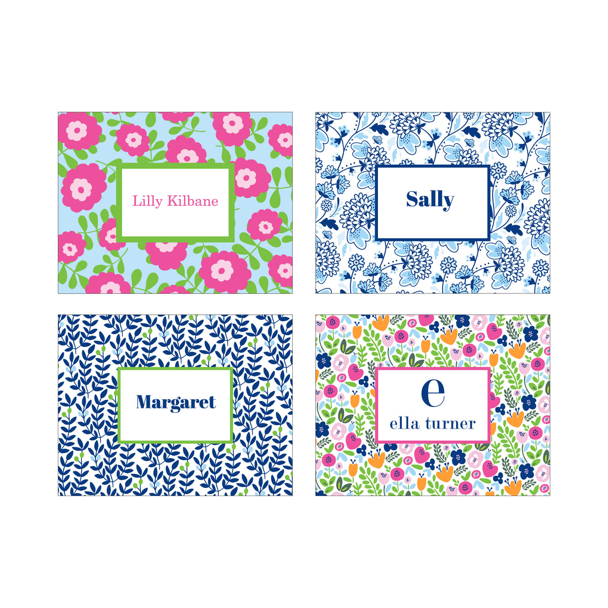 FLORAL PERSONALIZED FOLDOVER NOTES