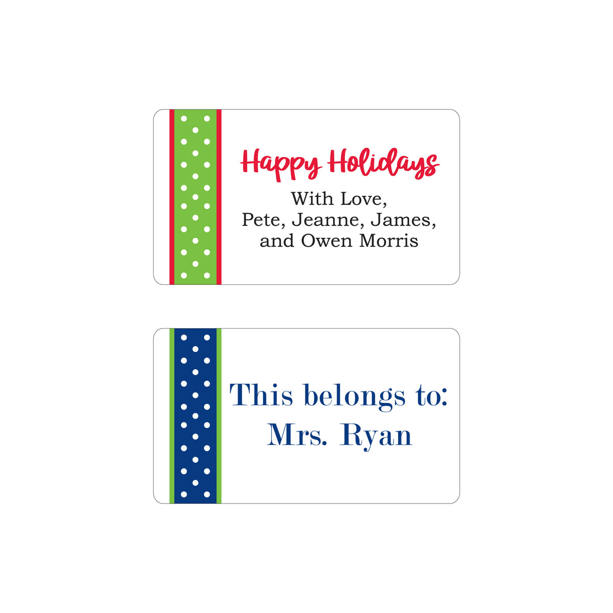 DOTTED STRIPE PERSONALIZED GIFT STICKERS