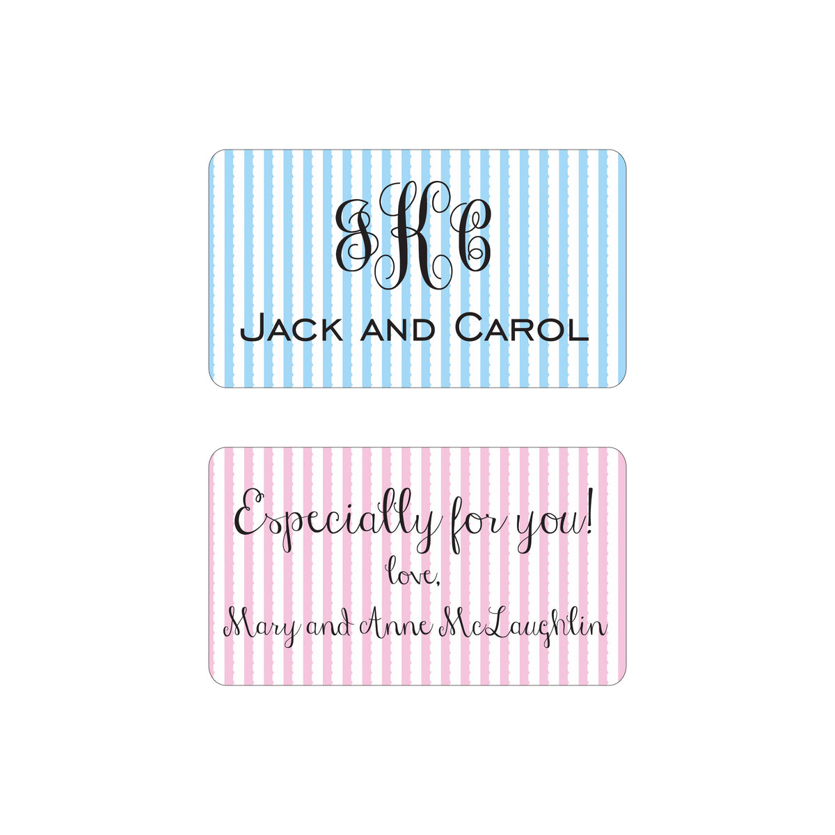 SCALLOPED STRIPES PERSONALIZED GIFT STICKERS