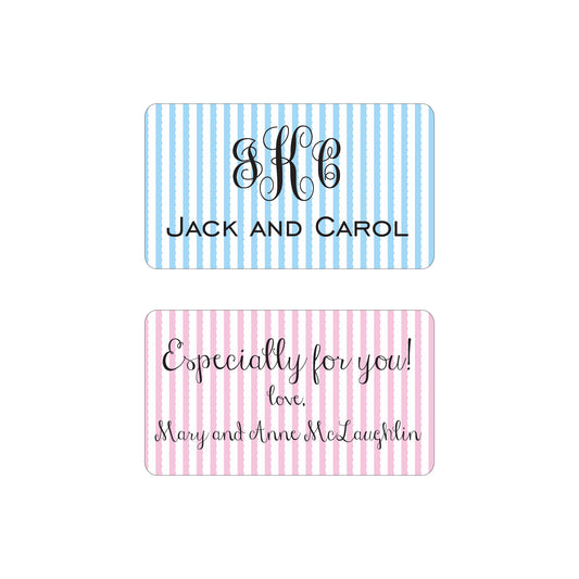 SCALLOPED STRIPES PERSONALIZED GIFT STICKERS