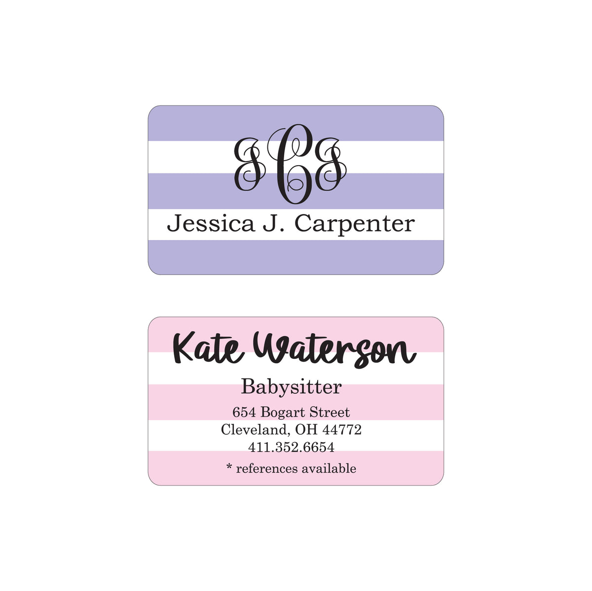 HORIZONTAL STRIPE PERSONALIZED GIFT STICKERS