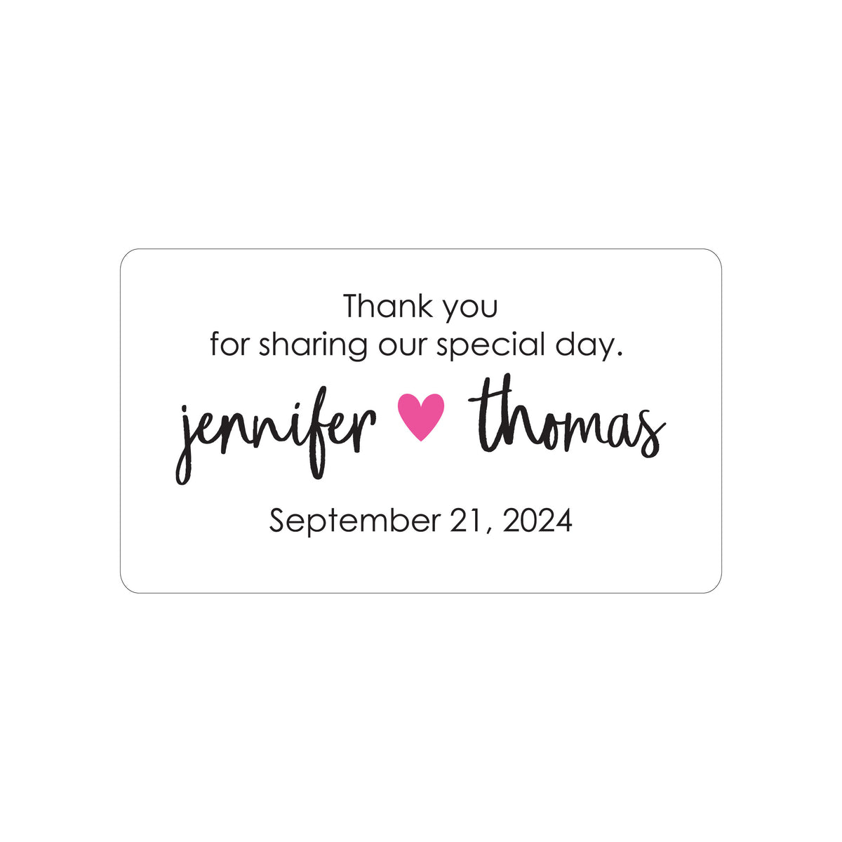 PINK HEART BETWEEN NAMES PERSONALIZED GIFT STICKERS