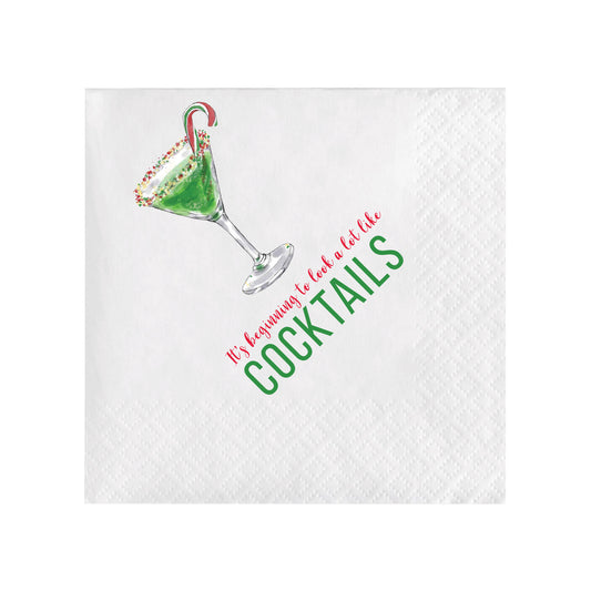 ITS BEGINNING TO LOOK LIKE COCKTAILS HOLIDAY COCKTAIL NAPKINS